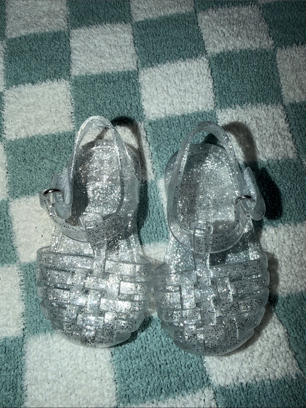 Brand New Old Navy Infant Clear Glitter Jelly Sandals - Silver Sparkle Size 3-6M